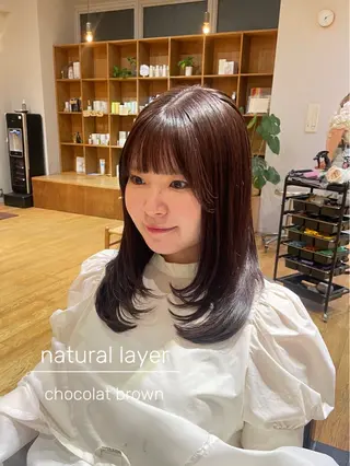 セミロング カラー 縮毛矯正/レイヤー /ひかるのヘアスタイル