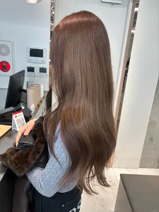 セミロング カラー rina／ベージュ ワンホン/韓国ヘアのヘアスタイル