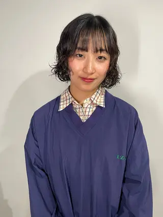 ショート カラー パーマ カットモデル/ ハイトーン/ゆうあのヘアスタイル