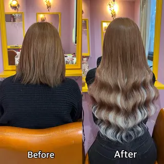 ロング シール＋ちび編み込み エクステ梅田🐨のヘアスタイル