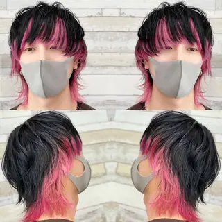 ミディアム カラー メンズ "PEPPU "所属・🌈推し色派手髪 ハイトーンShinのヘアスタイル