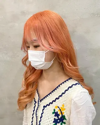 ロング カラー ヘアアレンジ 【ピンク/韓国ヘア/ ヘアセット】亜海のヘアスタイル