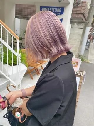 ショート カラー ヘアアレンジ 🌷FUKA🌷 まろやかハイトーンのヘアスタイル