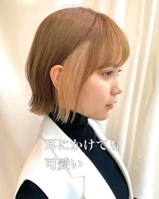 ショート カラー パーマ ヘアアレンジ 小野寺瑞希 /最小顔カットのヘアスタイル