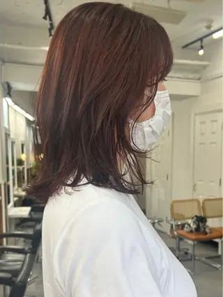 ミディアム カラー レイヤーボブ/ 艶カラー/サナ🌼のヘアスタイル