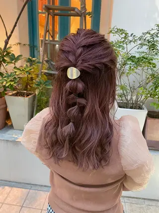 ロング カラー ヘアアレンジ ブリーチなしカラー ダブルカラーエクステのヘアスタイル