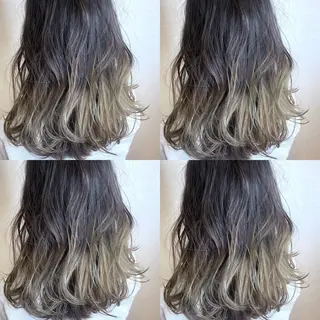 ロング カラー 韓国レイヤーカット/ ダブルカラーのヘアスタイル