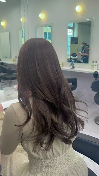 ロング カラー パーマ ヘアアレンジ メンズ キッズ ブリーチなしカラー/ ブラウン/レイヤーのヘアスタイル