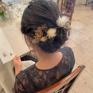 セミロング ヘアアレンジ レイヤーカット/ ハイトーンchimiのヘアスタイル