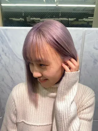 ミディアム ハイトーン&髪質改善 &韓国エクステ🤎のヘアスタイル