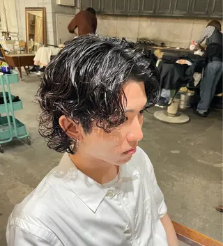 ミディアム パーマ 南堀江/mowen/ サワモトガクのヘアスタイル