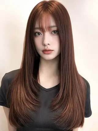 セミロング 髪質改善”艶"カラー 🤍Hono🇰🇷のヘアスタイル