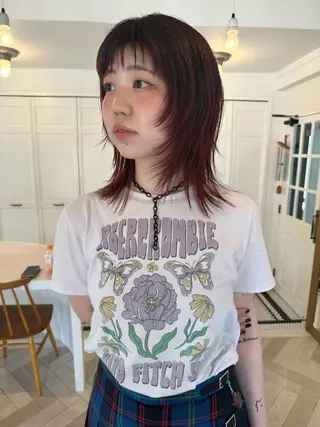 ミディアム ブリーチカラー🎀 韓国風/寺門美優のヘアスタイル