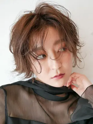 ショート カラー パーマ 🫧美髪矯正/ 髪質改善/藤平健太のヘアスタイル