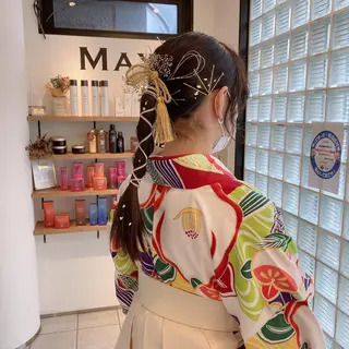 ロング ヘアアレンジ ノンダメージ⭐️ 透明感カラー中田七菜のヘアスタイル