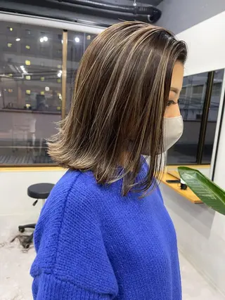 セミロング カラー Reb_keiji 👑小倉圭司のヘアスタイル