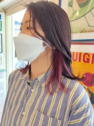 セミロング カラー エクステ ハイトーン 💭黒崎ハルカのヘアスタイル