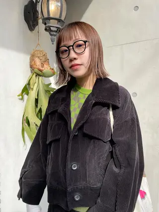 ミディアム カラー パーマ ヘアアレンジ メンズ キッズ ネイル マツエク・マツパ casane所属・暖色・前髪カット 🎗️佐藤ゆみこのヘアスタイル