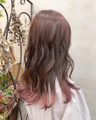 セミロング カラー ヘアアレンジ 【ピンク/韓国ヘア/ ヘアセット】亜海のヘアスタイル