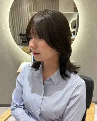 ミディアム カラー ベージュ/ヘアセット 透明感/♡来村 瑚春のヘアスタイル