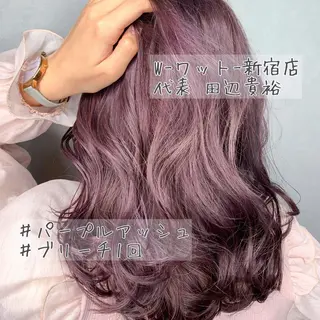 セミロング カラー パーマ ヘアアレンジ メンズ キッズ ネイル マツエク・マツパ 新宿駅近♡友達とOK 🦋W -ワット -のヘアスタイル