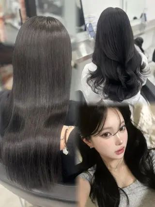 ロング カラー 韓国風暗髪ヘア🤍 🫧MIREIのヘアスタイル