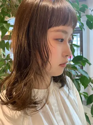 ミディアム カラー パーマ 梅田 sinceのヘアスタイル