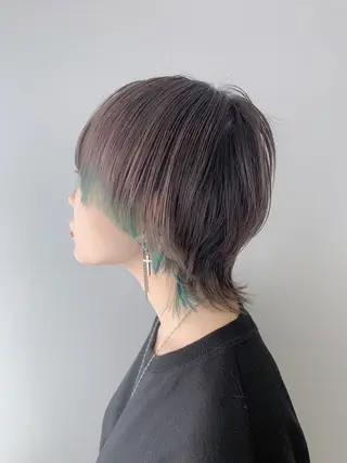 ショート カラー メンズ ロングウルフ🤍渋谷 🤍Mizukiのヘアスタイル