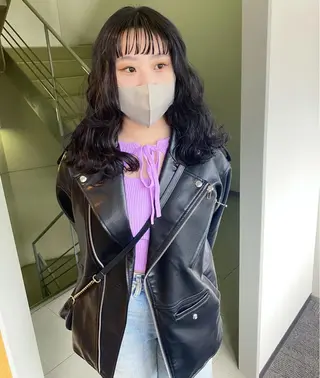 ミディアム カラー パーマ ヘアアレンジ 髪と音処　マトぺ所属・デザインカラー/ボブ ブリーチカラー/ユリのヘアスタイル