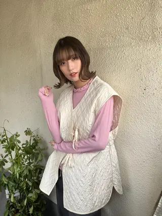 ミディアム カラー REAL【レアル】所属・グレージュ/透け感 カラー/透明感カラーのヘアスタイル