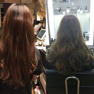 ロング カラー ハイトーン髪質改善 家中貴典のヘアスタイル
