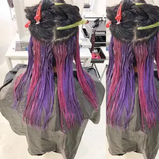 ミディアム カラー JuNブリーチに 縮毛矯正するプロのヘアスタイル