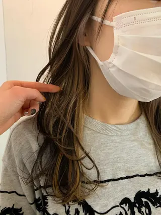 セミロング casane所属・暖色・前髪カット 🎗️佐藤ゆみこのヘアスタイル