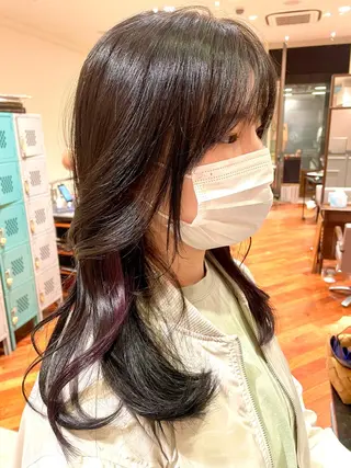 セミロング カットモデル ヨネダのヘアスタイル