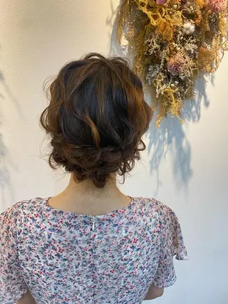 ショート ヘアアレンジ ブリーチなしベージュ /ヘアセット/ミユのヘアスタイル