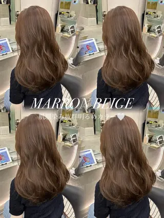 セミロング カラー ヘアアレンジ fumika🎀 ベージュのヘアスタイル