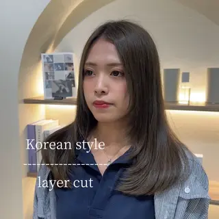 ミディアム 韓国ヘア/艶髪ロング グレージュ/kanaのヘアスタイル