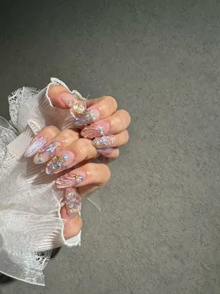 ネイル I-nailロング /ワンホン/キラキラのネイルデザイン