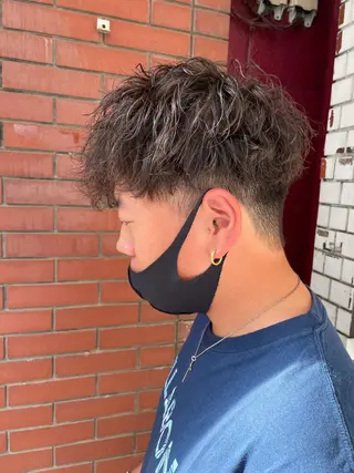 パーマ メンズ スパイキーパーマ 柏NO1 藤本葉のヘアスタイル