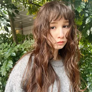 ロング パーマ 上品な暖色/丸みボブ Chie🪷のヘアスタイル