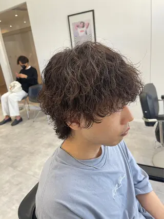 ショート パーマ メンズ 波巻きスパイラル🌀 新潟/万代/山下優のヘアスタイル