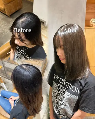 ミディアム 艶髪カラー/透明感 美髪/白髪/ﾑﾅｶﾀのヘアスタイル