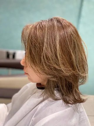 ミディアム カラー 💎大人ハイライト 💎上杉一也💎のヘアスタイル