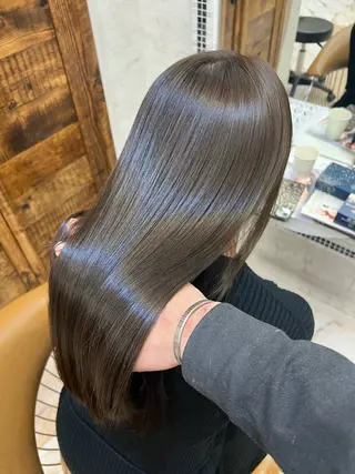 ロング 縮毛矯正/ブリーチ なしダブルカラー輝希のヘアスタイル