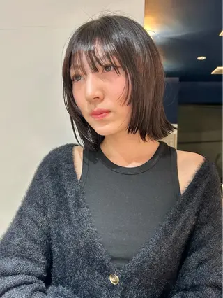 ミディアム カラー パーマ レイヤー/透明感/ ブリーチなし/わかなのヘアスタイル