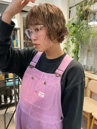 ショート カラー ヘアアレンジ 小顔レイヤー×コンパ クトボブ/林隆平のヘアスタイル