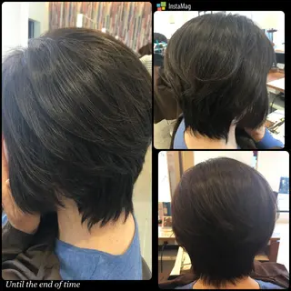 ショート ミディアム カラー パーマ ヘアアレンジ ひがし さゆりのヘアスタイル