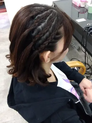 セミロング ヘアアレンジ ヘアセット/中洲 Akaneのヘアスタイル