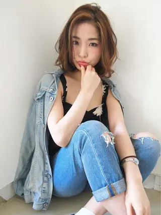 ミディアム カラー 菊池 貢平のヘアスタイル