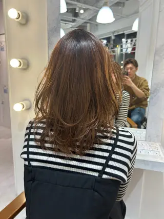 ミディアム カラー 野田阪神/レイヤー/ ハイライト/yuuのヘアスタイル